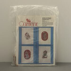 1988 CURRENT Cross Stitch Christmas Cards SET OF 4 Warm & Whimsical NOS Sz 5”x7”